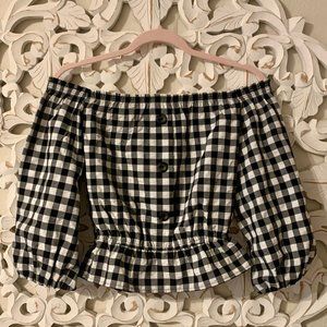 H&M Black & White Off-Shoulder Top Size XS